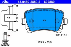 13.0460-2880.2_=GDB1622=1031 00 колодки дисковые з Golf для VW GOLF PLUS (5M1, 521) 1.6 MultiFuel 2007-2013, код двигателя CCSA,CMXA, V см3 1595, кВт 75, л.с. 102, Бензин/этанол, Ate 13046028802